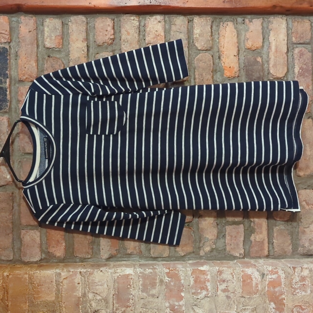 Abercrombie & Fitch - Navy And Heather Grey Striped Knit Dress - XS Petite